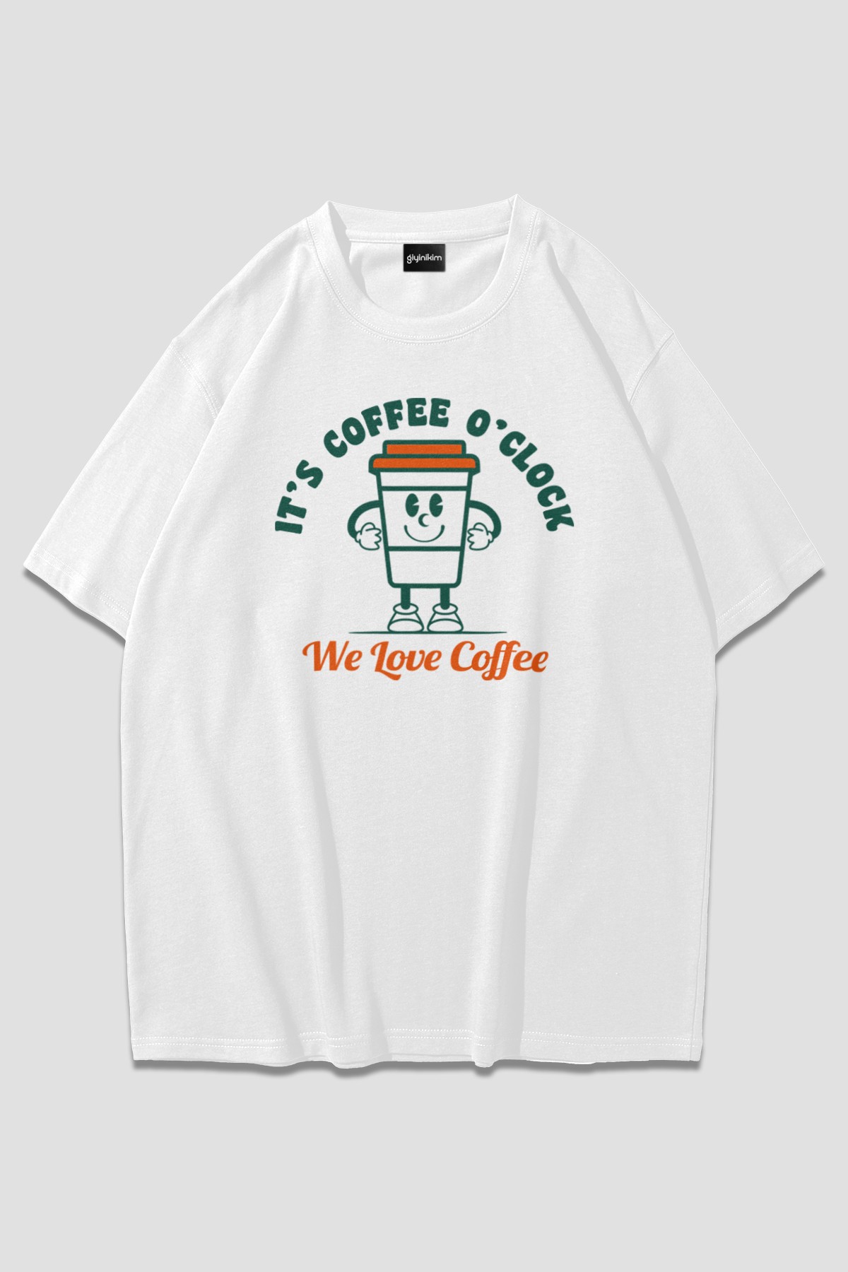 We Love Coffee Beyaz OversizeT-Shirt
