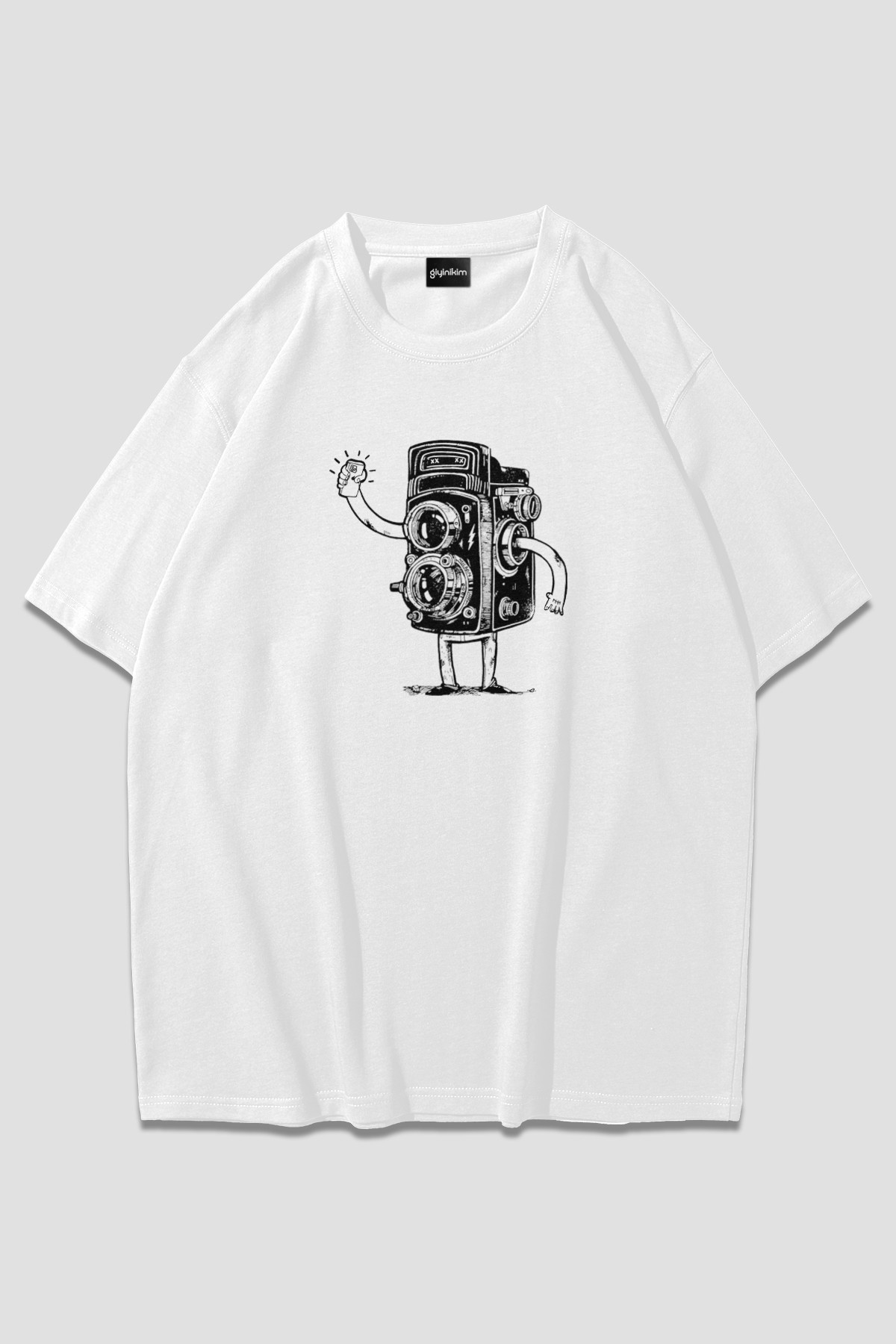 Selfie Beyaz Oversize T-Shirt