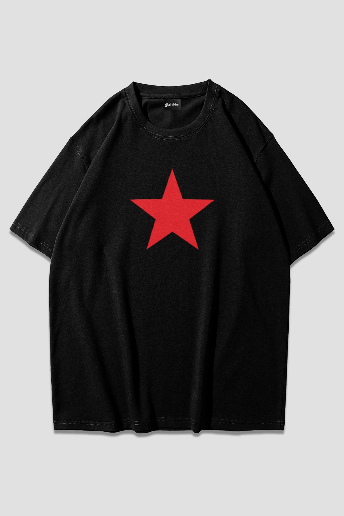 Kızılyıldız Oversize Siyah T-Shirt
