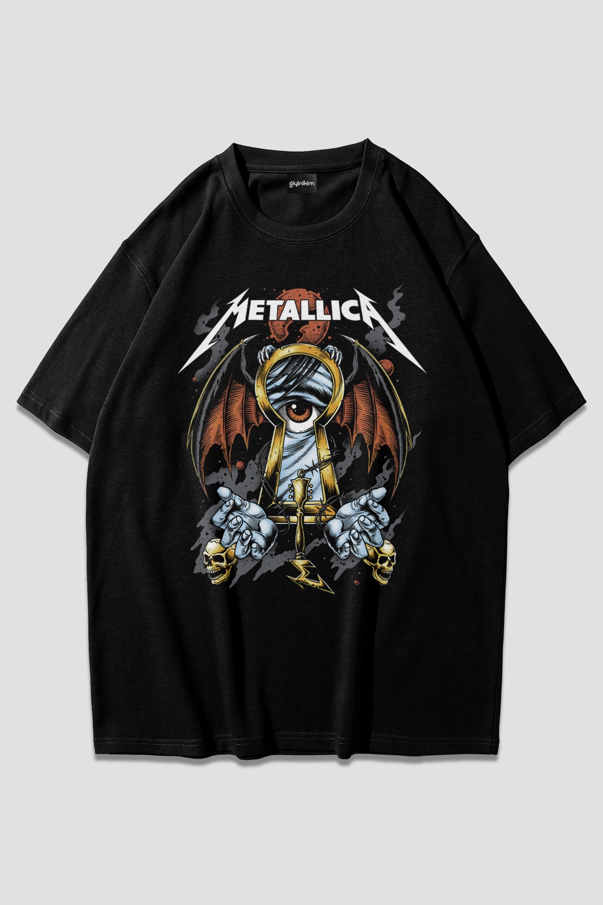 Metallica Göz Siyah Oversize T-Shirt