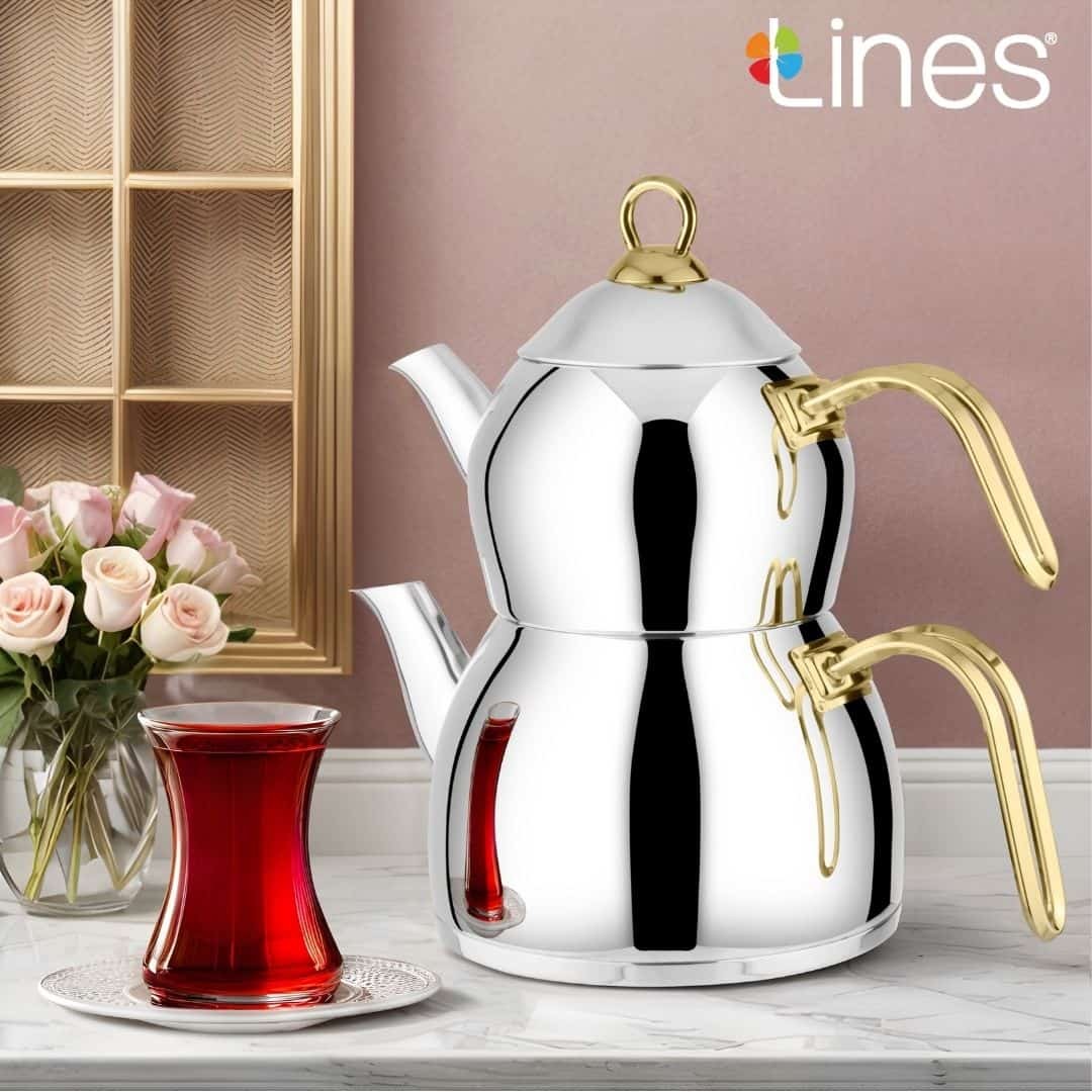 Lines Aycan Gold Kulplu Çaydanlık  - Mini Boy