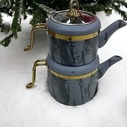 Sara Vintage Granit Çaydanlık - Gri Renk