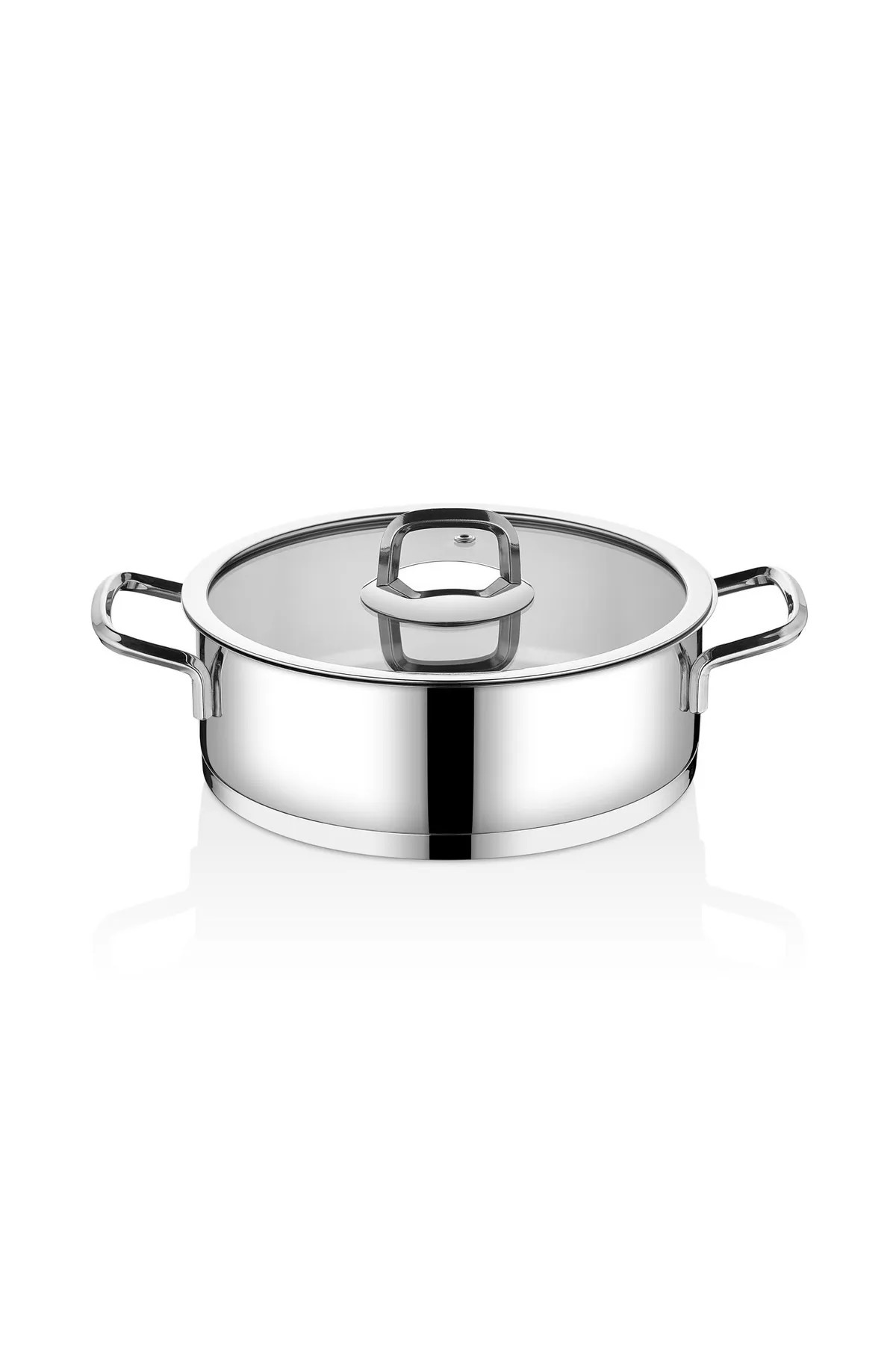 Lines Silver Paslanmaz Çelik Basık Tencere - 22 cm