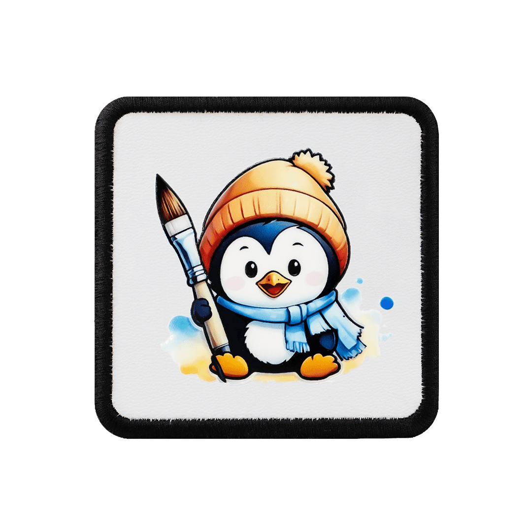 Penguin - White-Black Kids Patch with 1BS Code Logo