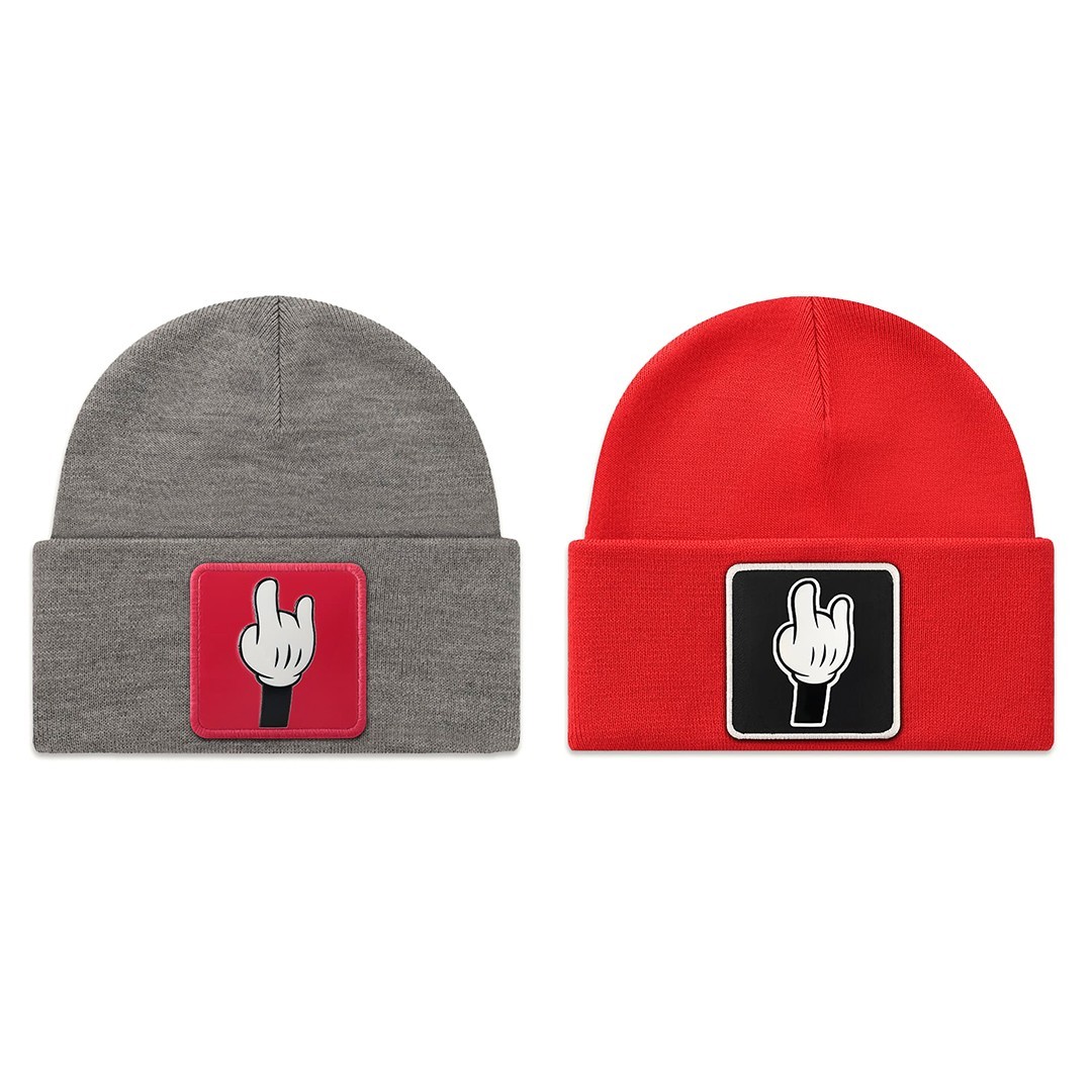 Red-Grey Beanie - With Finger Logo