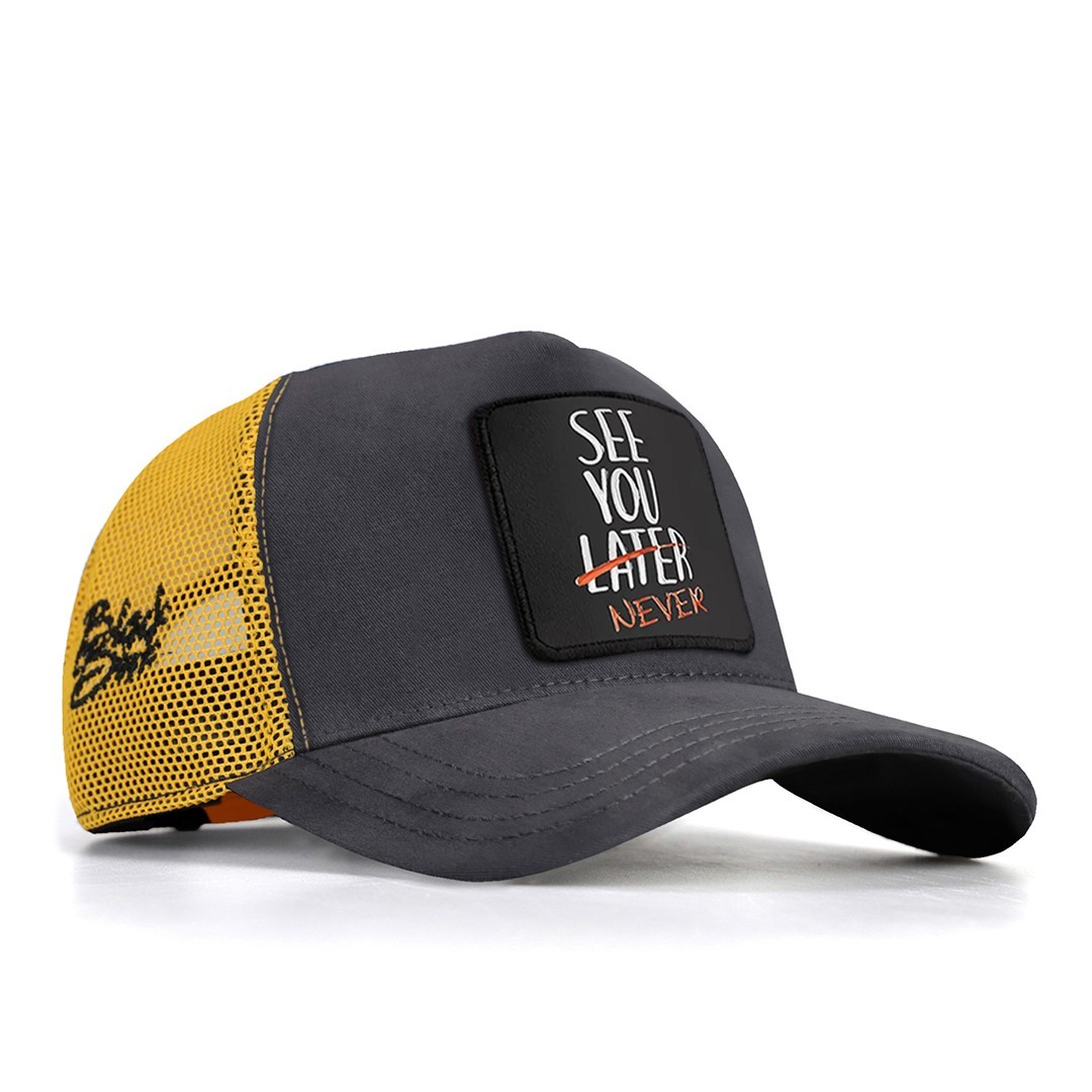 Anthracite-Yellow Cap - See You Later Never - With 2 Code Logo