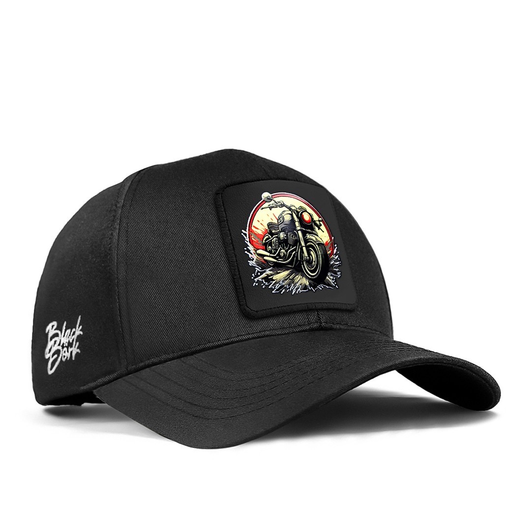 BlackBork Six Baseball Unisex Black Cap - Motor - 1 with Code Logo