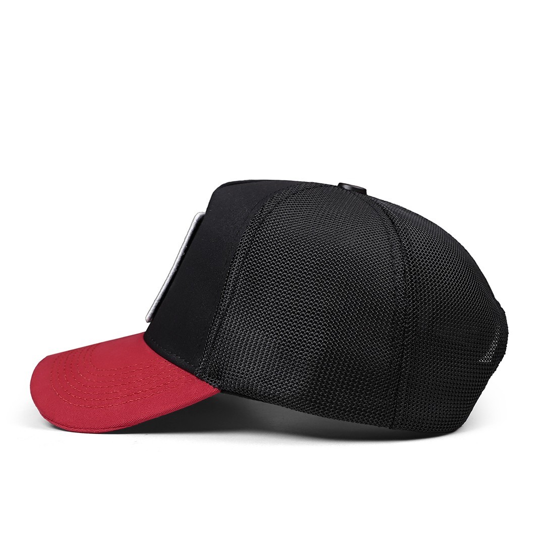 Red Peaked-Black Cap