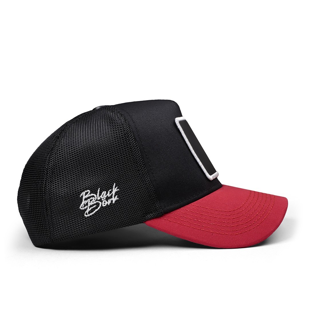 Red Peaked-Black Cap