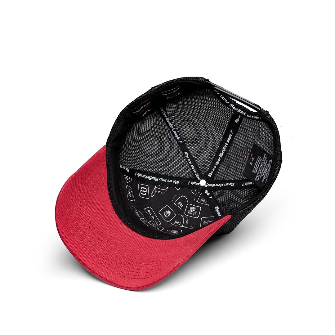 Red Peaked-Black Cap