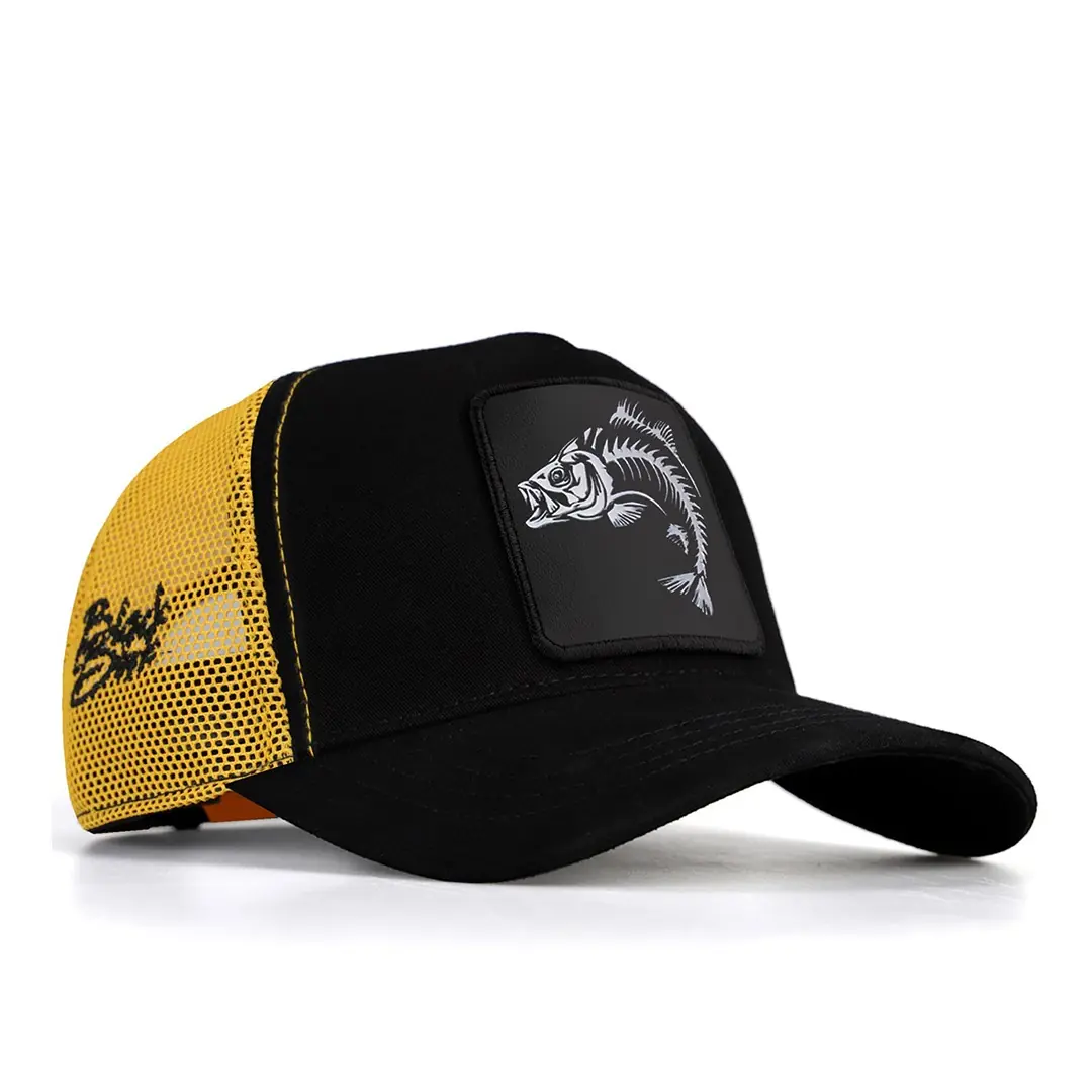Subway Trucker Surf Hats Black Cap With Yellow Design Yellow Logo