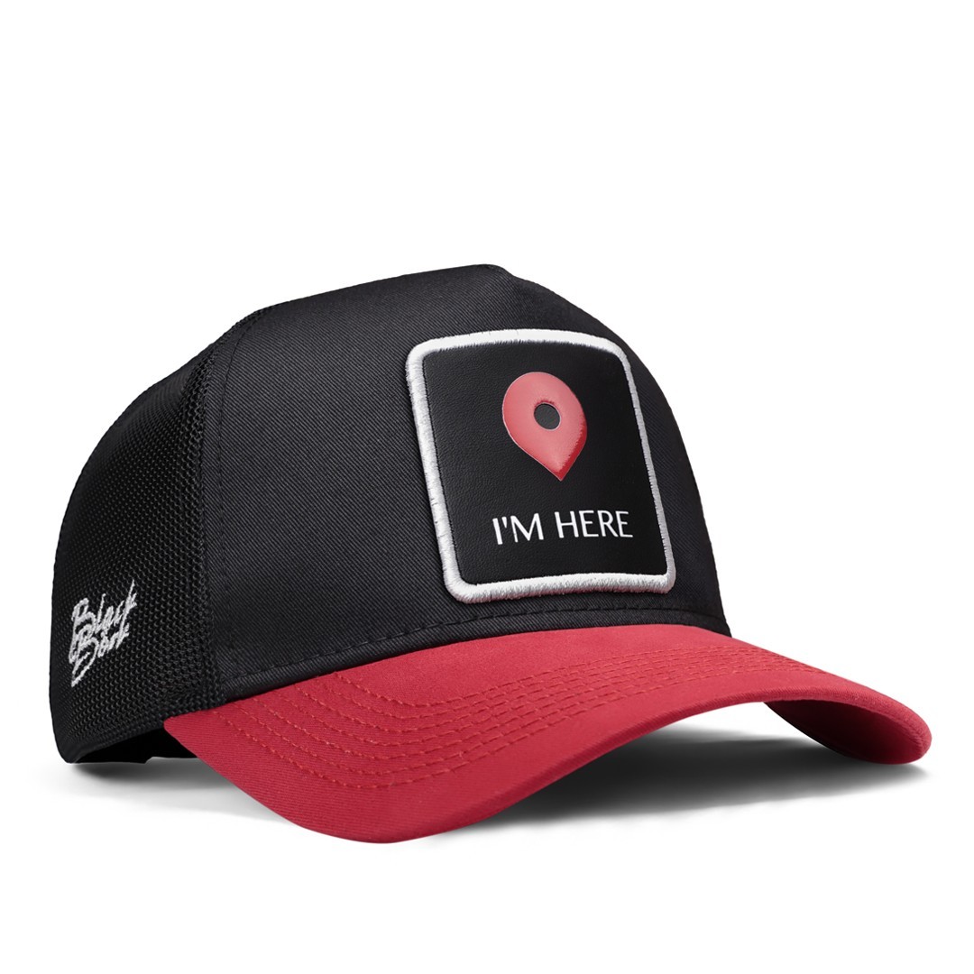 Red Peaked-Black Cap