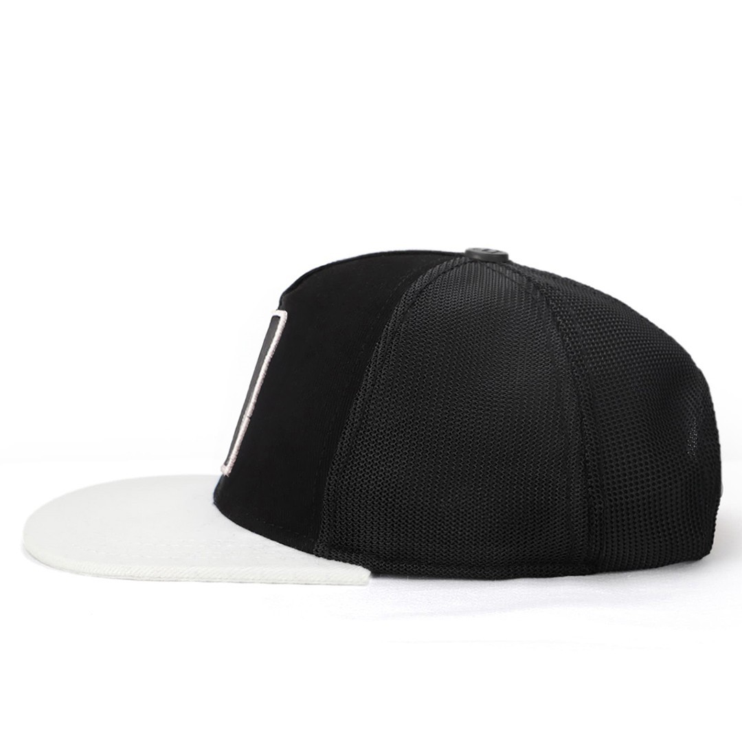 Black-White Peaked Kids Cap