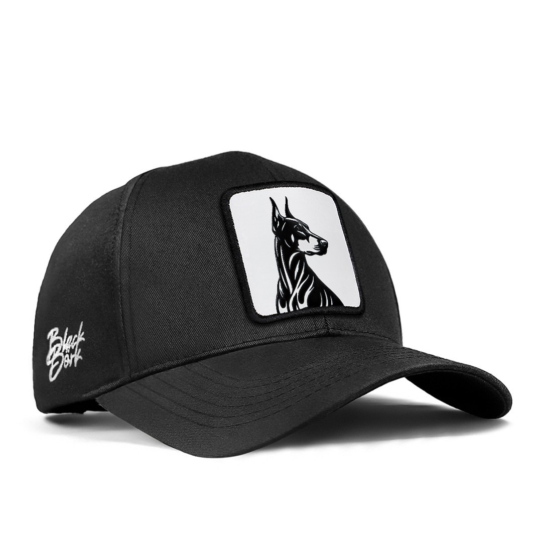 BlackBork Six Baseball Unisex Black Cap - Doberman - 1 with Code Logo