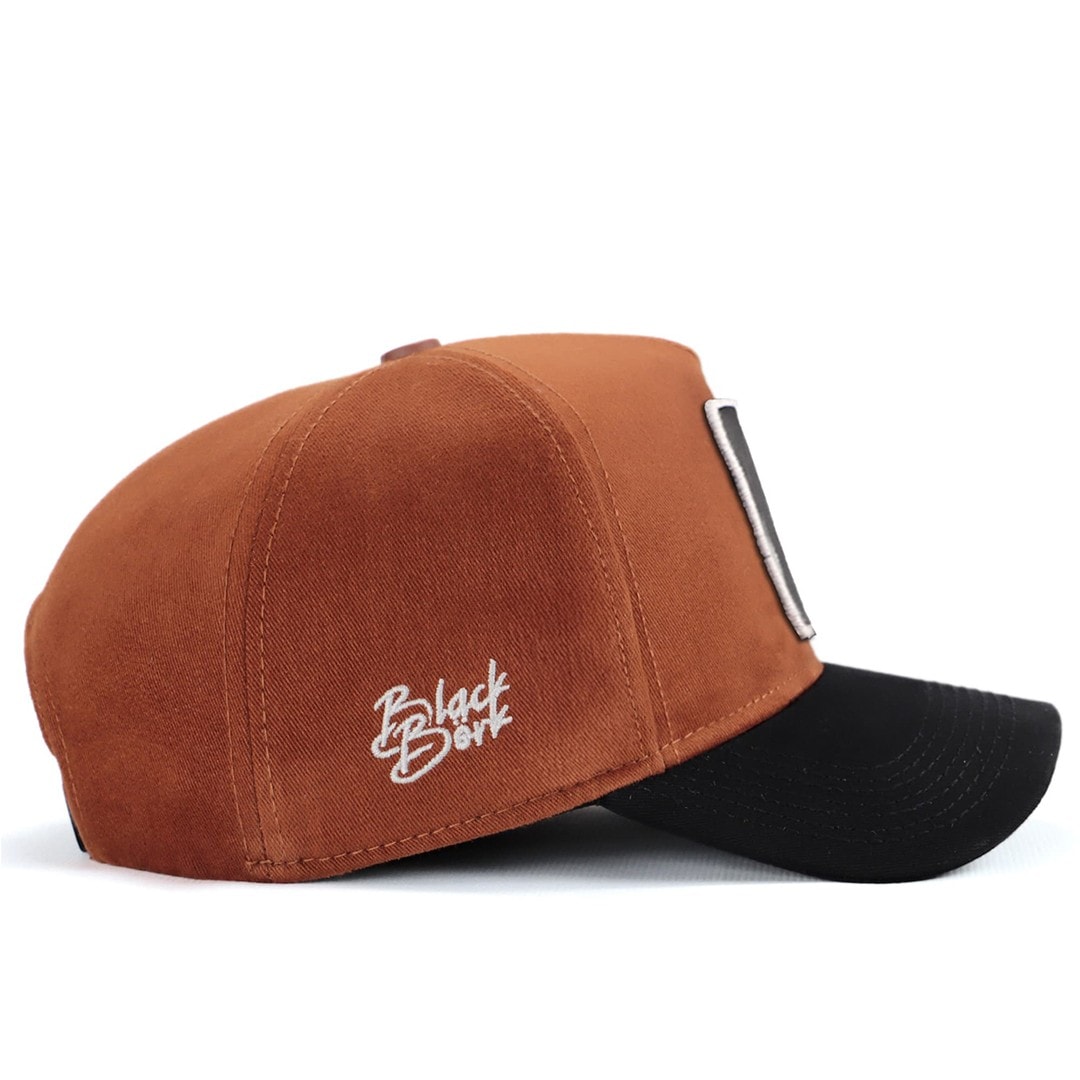 Camel-Black Peaked Cap