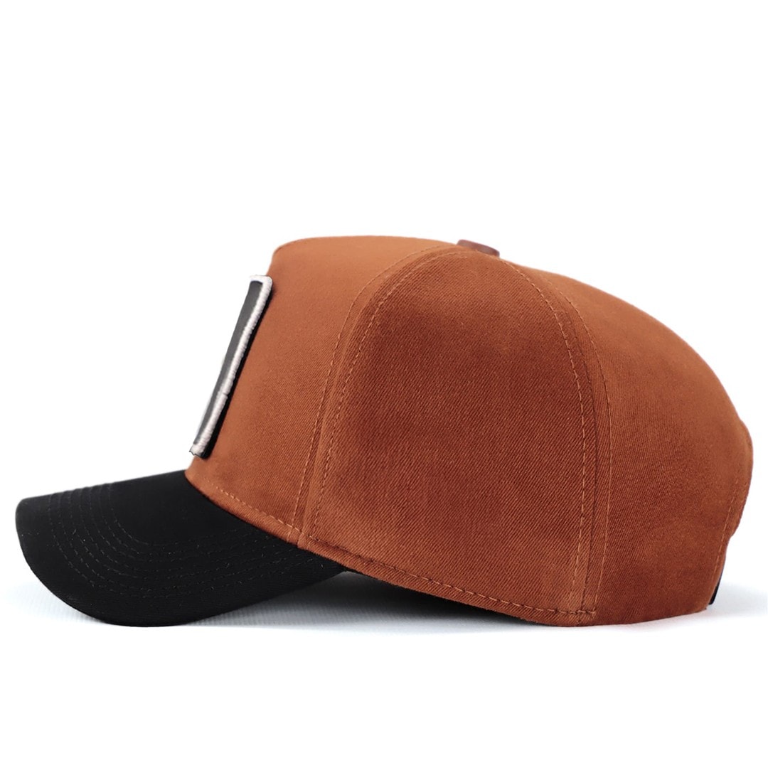 Camel-Black Peaked Cap