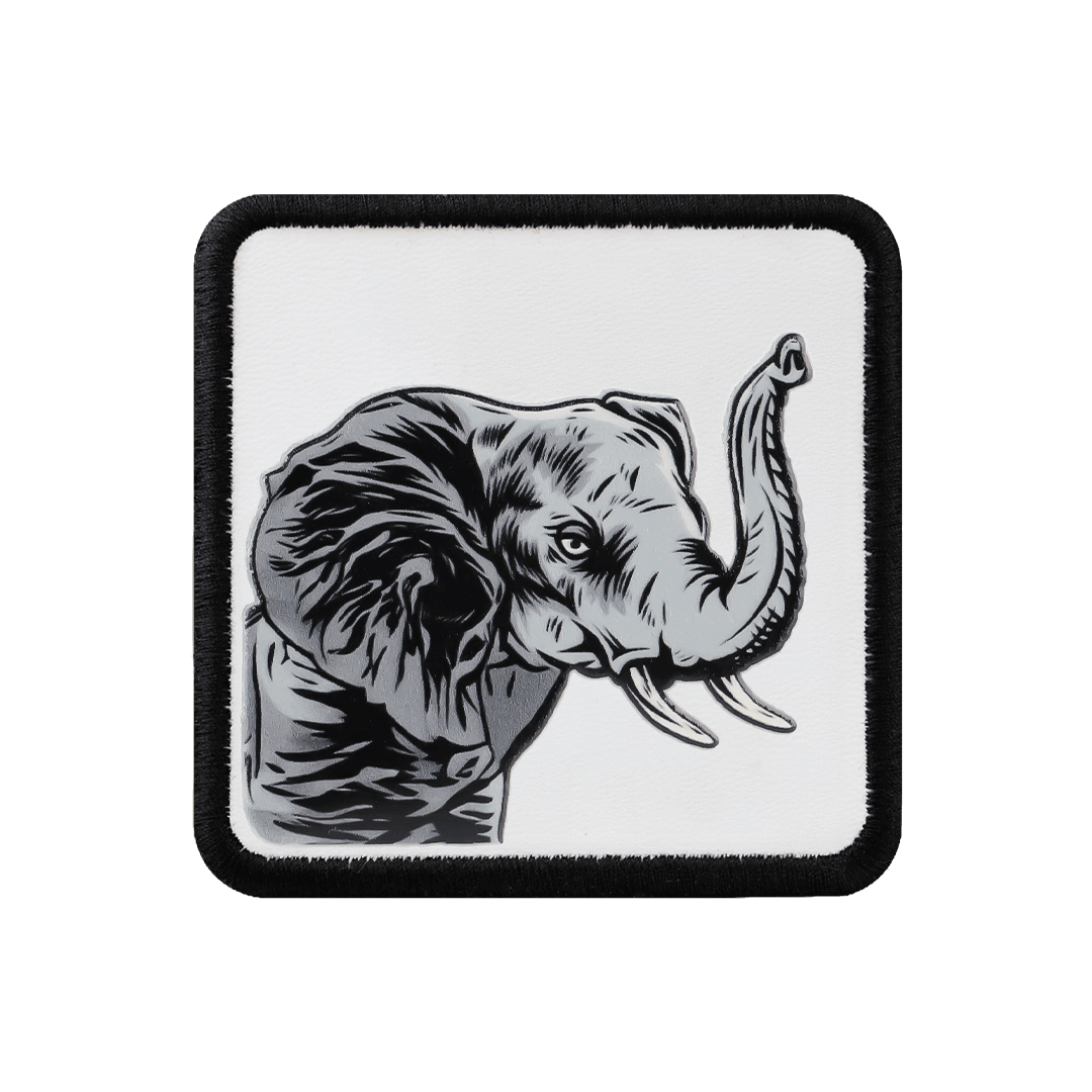 Elephant - Unisex White-Black Patch with 1BS Code Logo