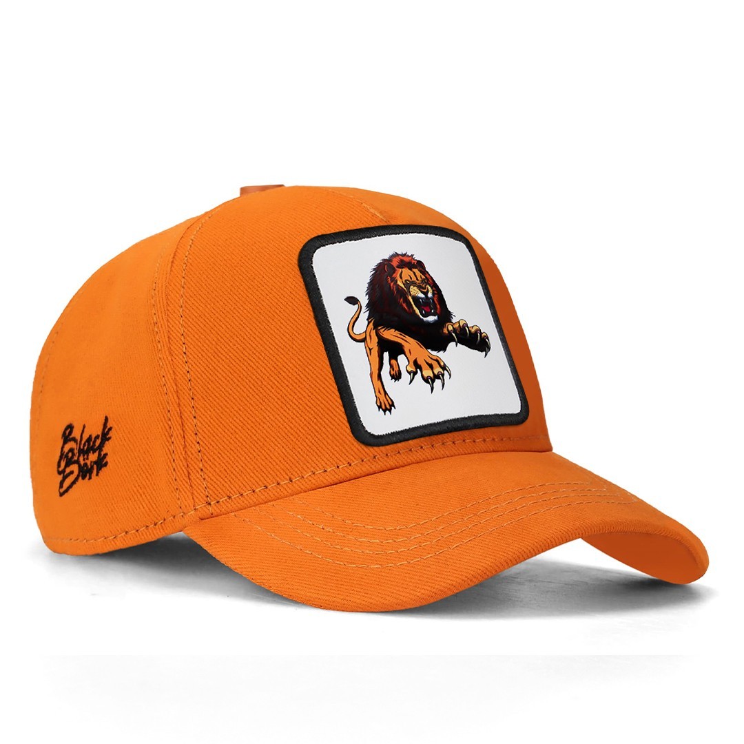 Neon Orange Kids Cap - Lion - With 5 Code Logo