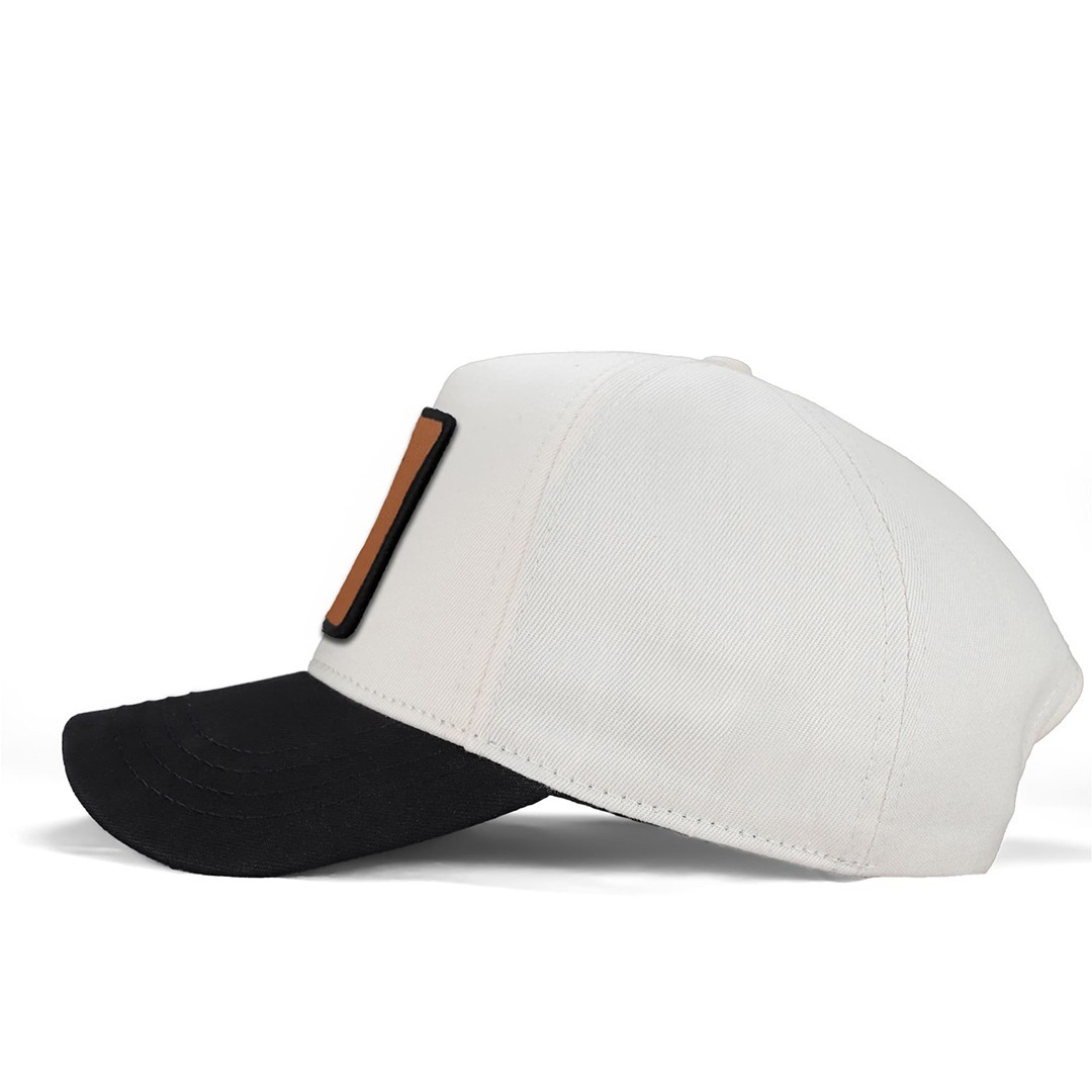 Beige-Black Peaked Cap