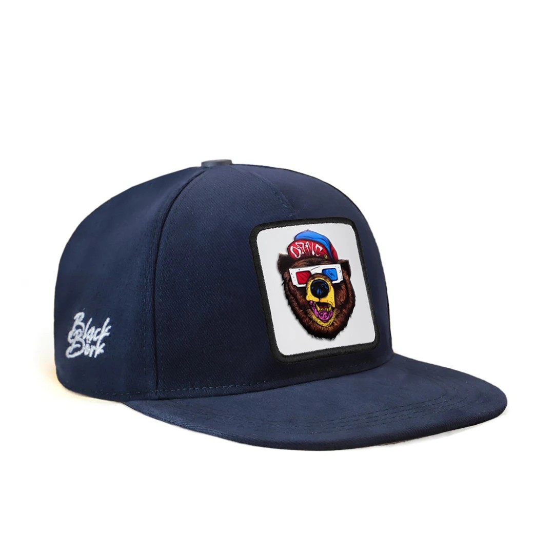 Navy Blue Kids Hip Hop Cap - Bear - with 2 Code Logo