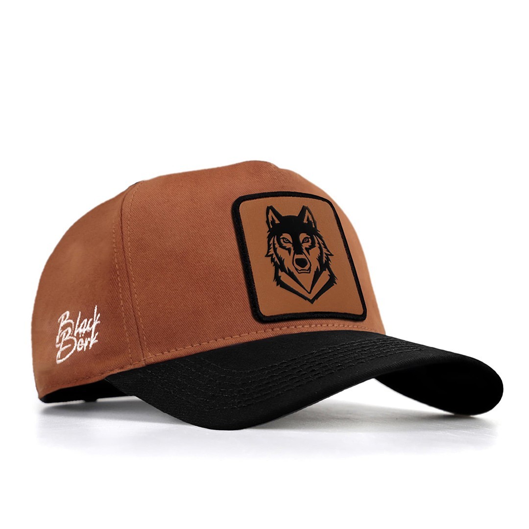 Camel-Black Peaked Cap