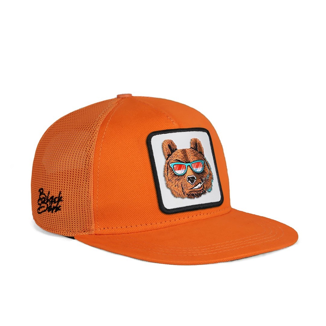 Orange Kids Hip Hop Cap - Bear - with 3 Code Logo