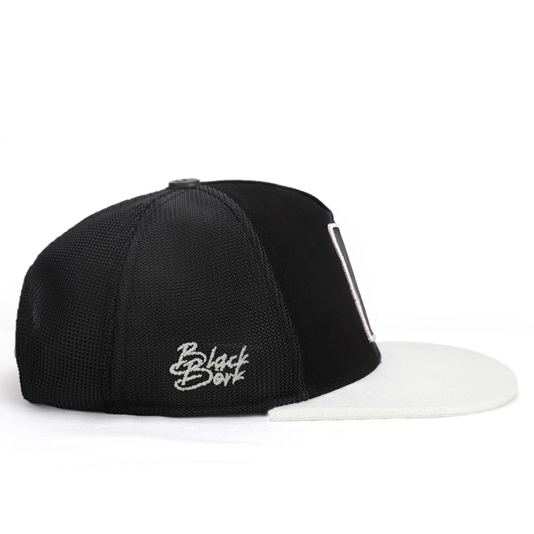 Black-White Peaked Kids Cap