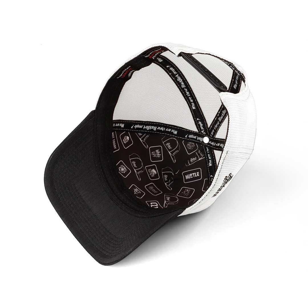 Black-White Cordura Fabric Trucker Cap