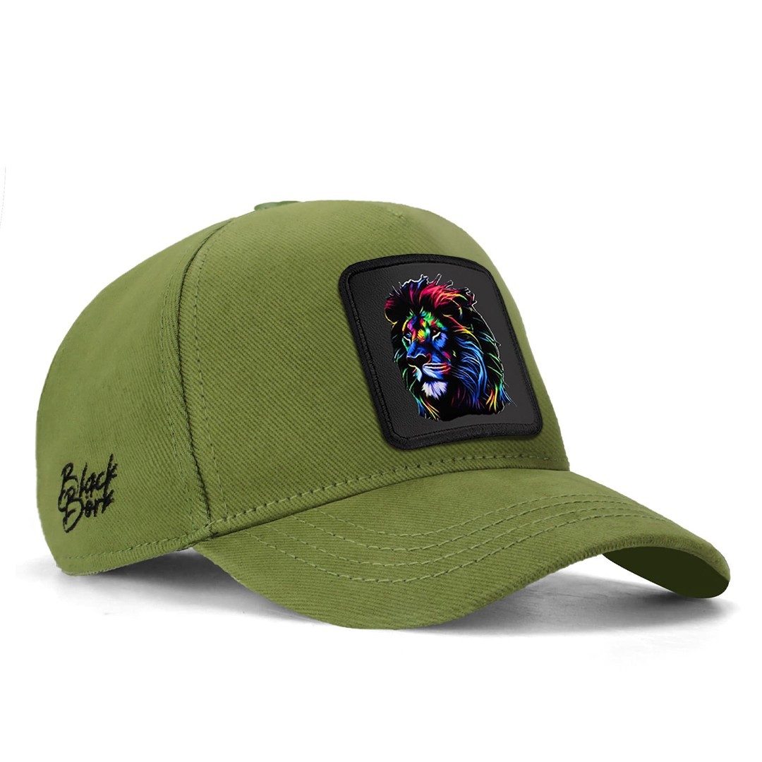 Light Green Kids Baseball Cap - Lion - 7 Code Logo