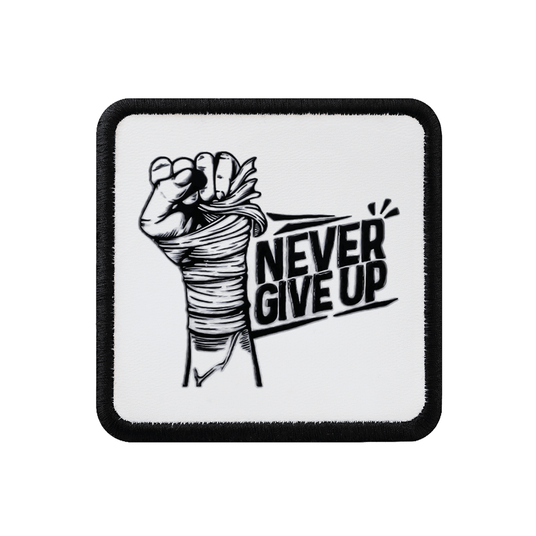 V1 Never Give Up - Unisex White-Black Patch with 1 Code Logo