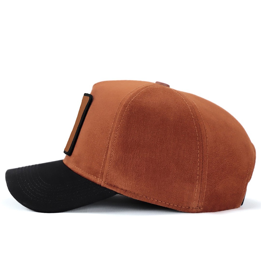 Camel-Black Peaked Cap