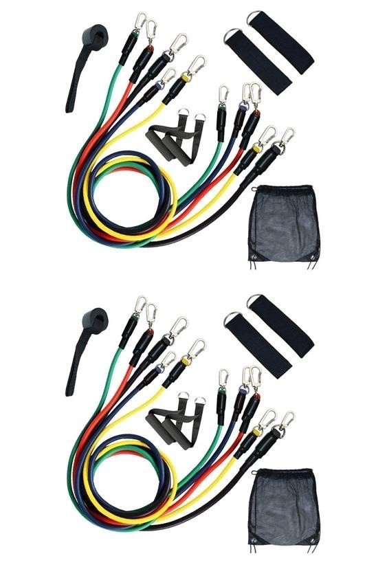 BUFFER® 11 Parça Lateks Egzersiz Bandı Çekme Halatı Egzersiz Seti