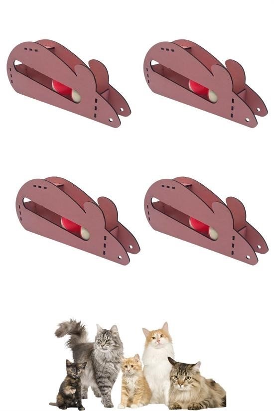 BUFFER®  Fare Kedi Oyunu Ahşap 2 Toplu Kedi Oyuncağı Tahta Kedi Oyunu Tahta Fare Ve Toplu Oyuncak