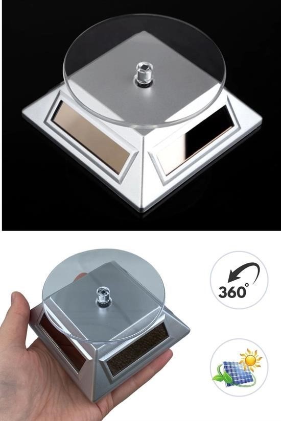 BUFFER® Güneş Enerjili Solar 360 Derece Dönen Vitrin Stand Döner Tabla