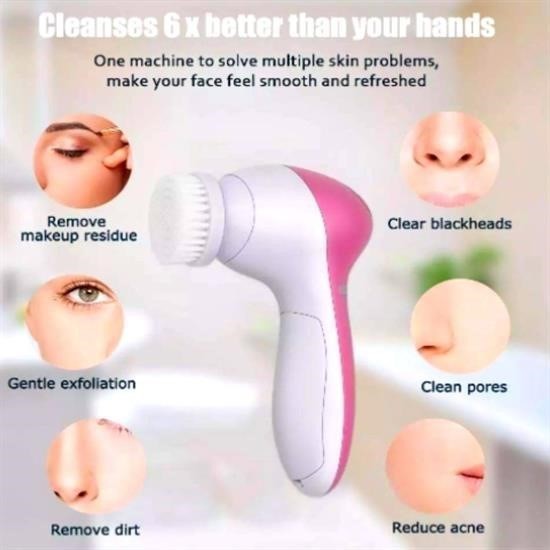 BUFFER® Pilli Yüz Cilt Temizleme Cihazı Siyah Nokta Peeling Fırça Seti Vücut Yüz Bakımı Masaj Aleti