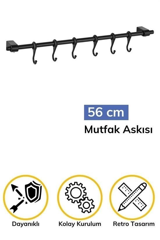 BUFFER® Duvara Monte Edilen 6 Kancalı Dekor Kaşıklık ve Kupa Askısı