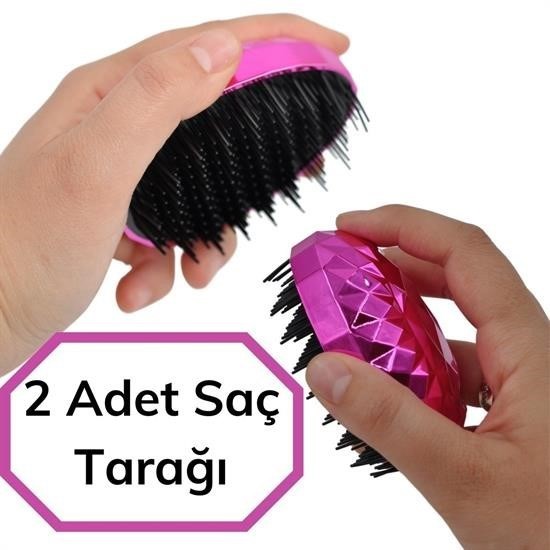 BUFFER® Neon Pembe Düzleştirici Tarak Geniş AralıklıHer Saç Tipine Uygun Fırçalı Saç Düzleştirici