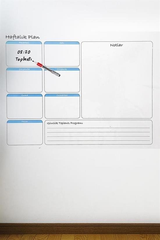 BUFFER® Haftalık Planlayıcı Manyetik Duvar Stickerı Takvim 100 cm x 60 cm