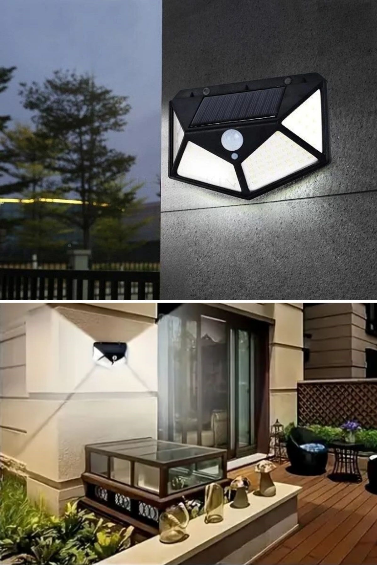 BUFFER® 100 Ledli 3 Farklı Aydınlatma Ayarlı Solar Güneş Enerjili Hareket Sensörlü Bahçe Duvar Lambası