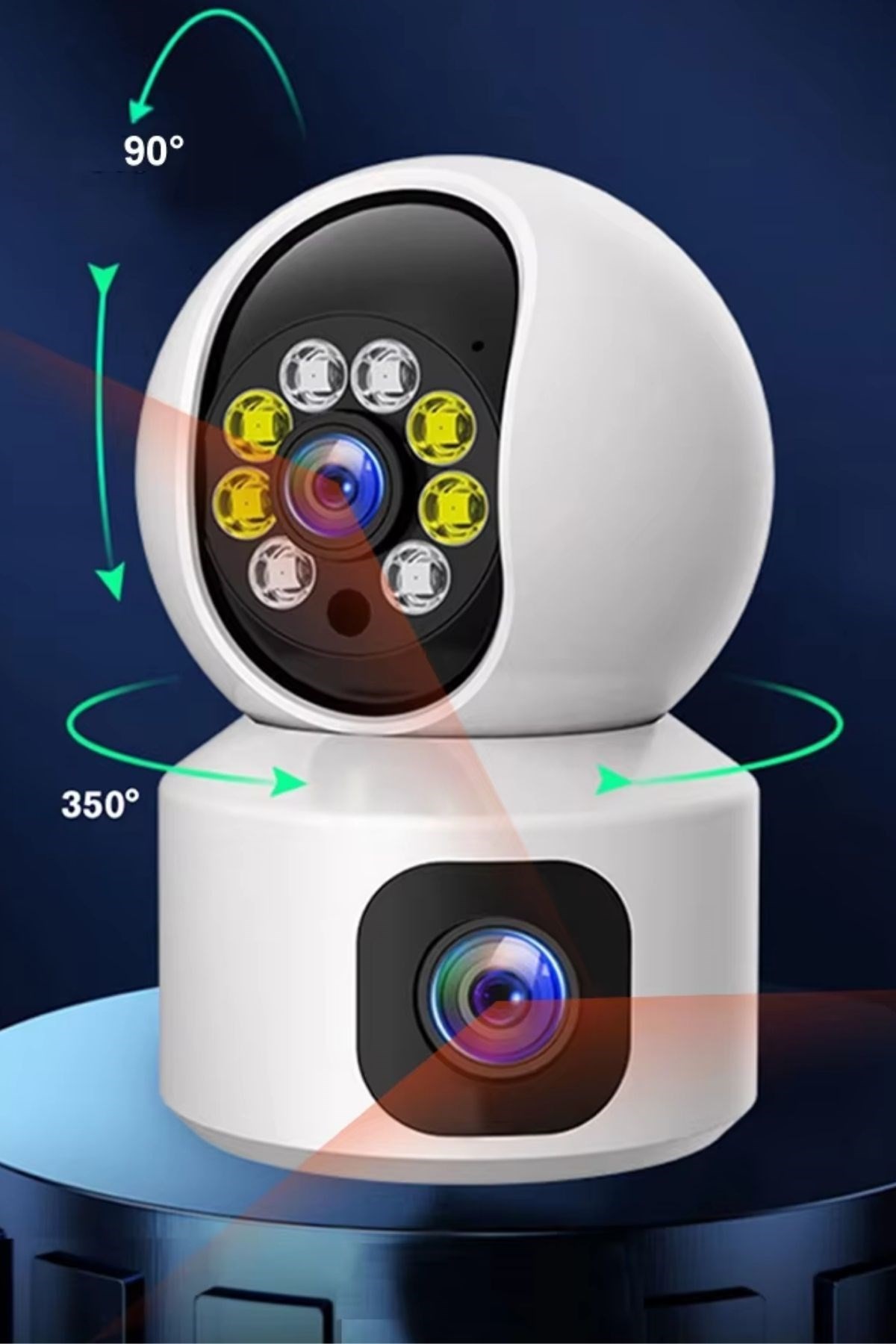 BUFFER® Çift Kameralı Wifi Bağlantılı Gece Görüşlü Ev Tipi Güvenlik Kamerası