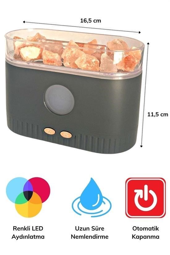 BUFFER® Himalaya Tuzlu Renkli Led Aydınlatmalı 200ml Hava Nemlendiricili Aromaterapi Difüzörü