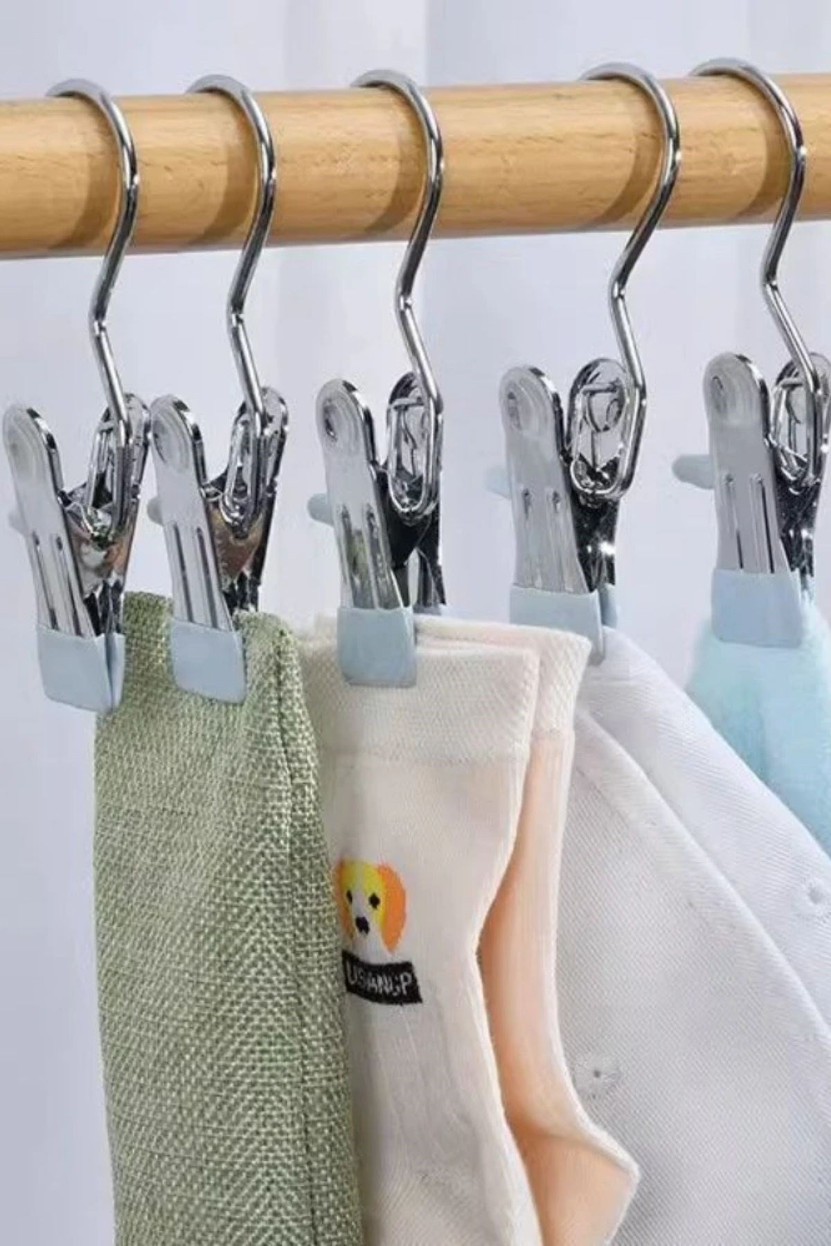 BUFFER® 4lü Paslanmaz Çelik Pantolon,Şal,Şapka,Fular,Atkı,Çanta Askısı Mandallı Askılık