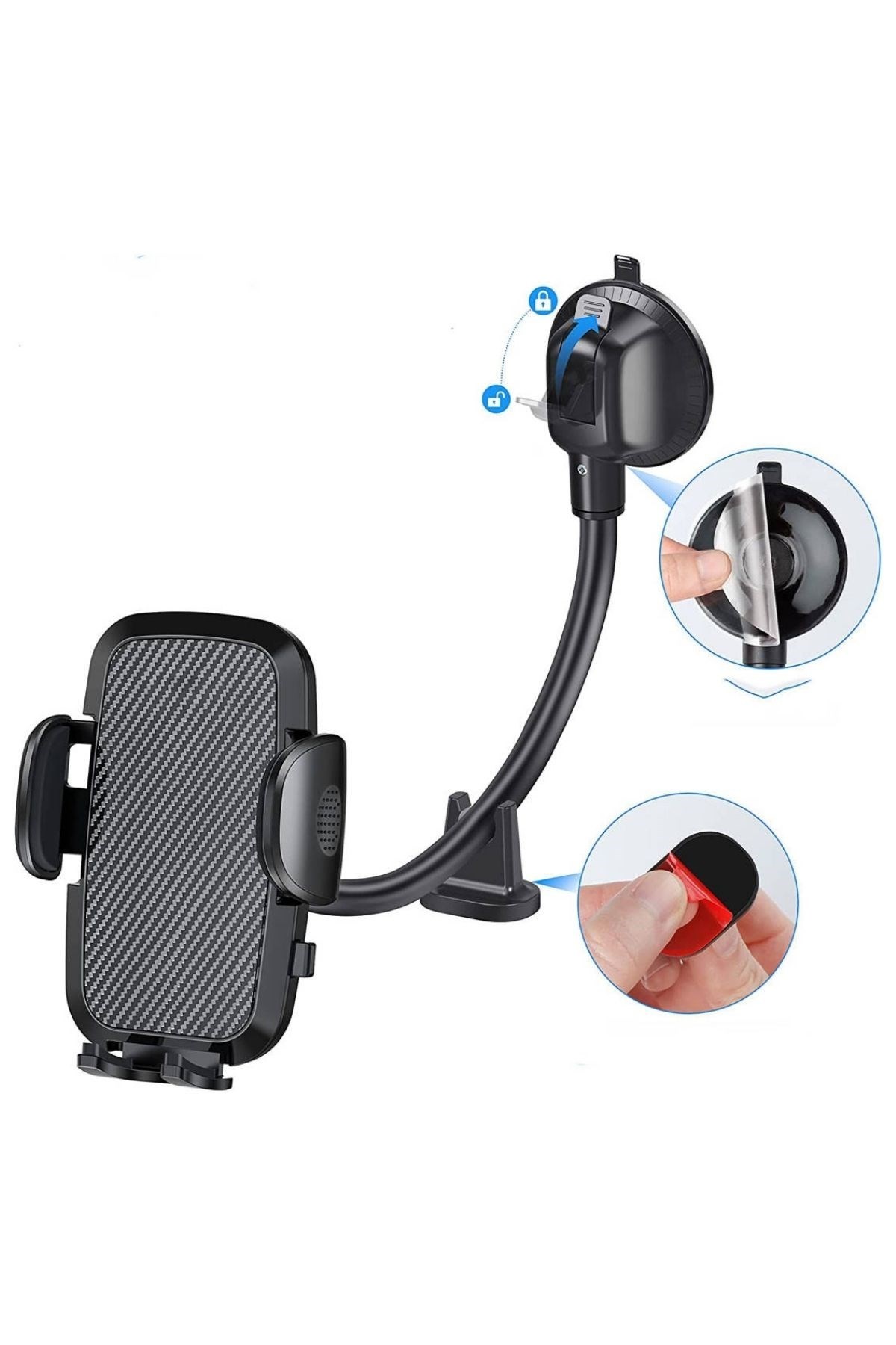 BUFFER® Ayarlanabilir Vakum Kilitli Cam Ve Torpidoya Takılabilen Telefon Tutucu