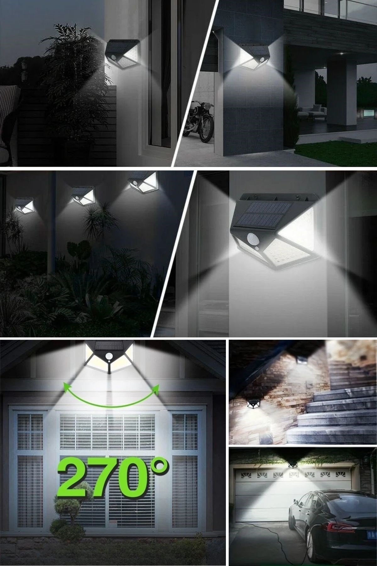 BUFFER® 100 Ledli 3 Farklı Aydınlatma Ayarlı Solar Güneş Enerjili Hareket Sensörlü Bahçe Duvar Lambası