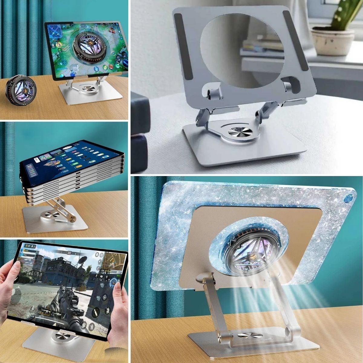 BUFFER® 360 Derece Dönebilen Yükseltilmiş Masaüstü Ayarlanabilir  Metal Tablet Standı