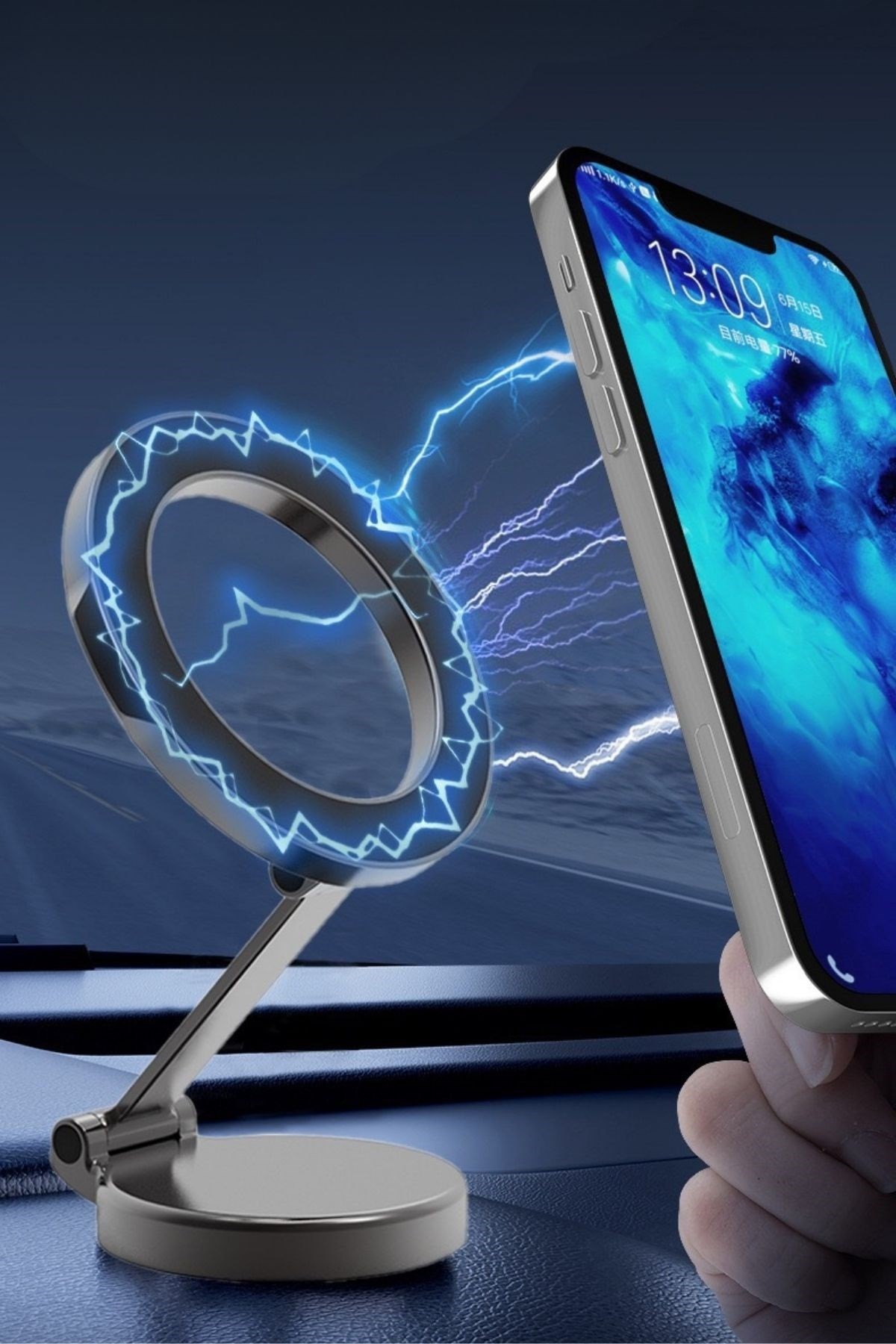 BUFFER® Tüm Telefonlarla Uyumlu Manyetik Araç Telefonu Tutacağı Katlanır 360 Derece Dönen Telefon Standı