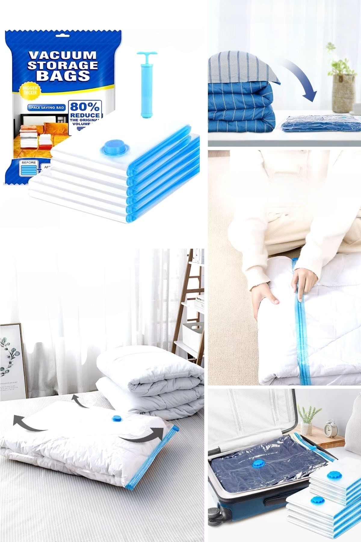 BUFFER® Giysi İçin Vakumlu Saklama Torbaları 5li Vakumlu Hurç
