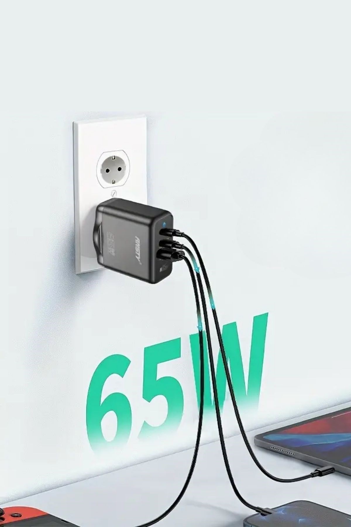 BUFFER® 65W Hızlı Şarj Edebilen TYPE C uçlu Şarj Aleti