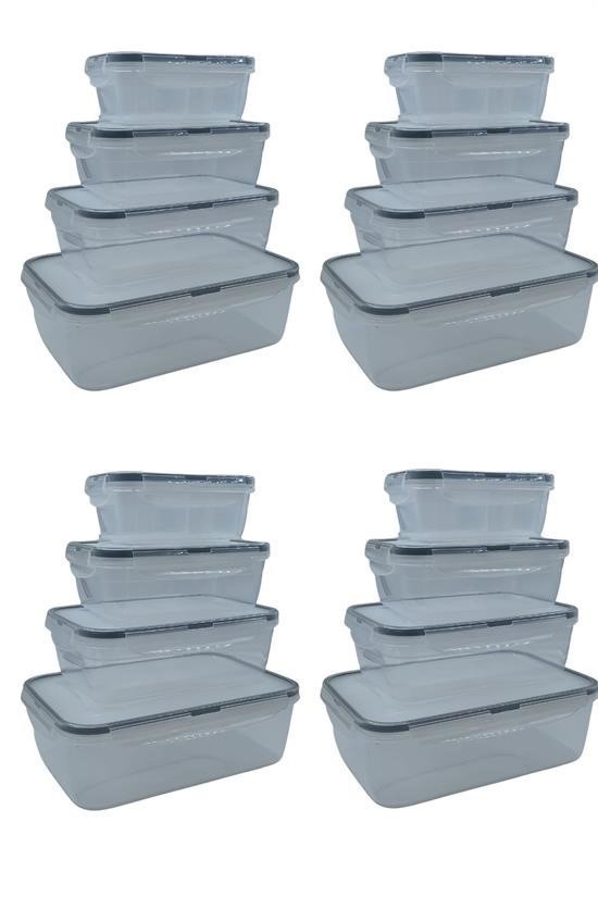 BUFFER® 4lü İç İçe Sızdırmaz Contalı Kilitli Kapaklı Plastik Erzak Saklama Kapları LC315