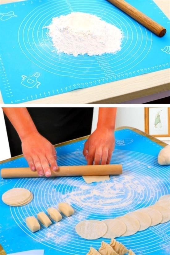 BUFFER® 40*50 cm Silikon Ölçekli Kullanımı Kolay Hamur Açma Matı Ekmek Mantı Makarna Hamuru Yoğurma